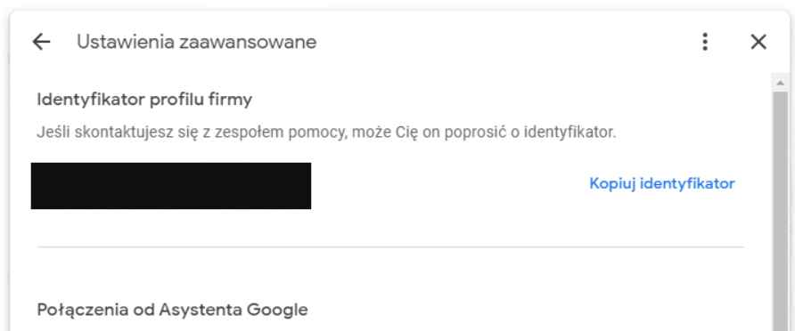 Identyfikator profilu firmy Google