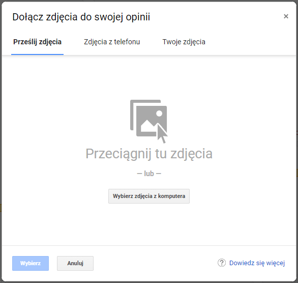 Jak dodać zdjęcie do opinii w Google z komputera