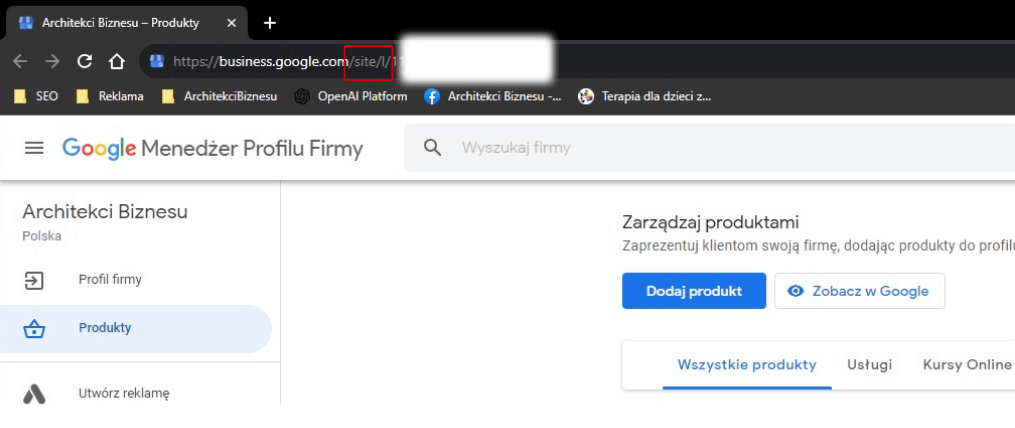 Odblokowanie strony business.site od Google - zmian url
