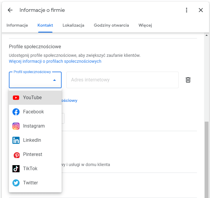 Jak dodać ikony social media do profilu firmy Google