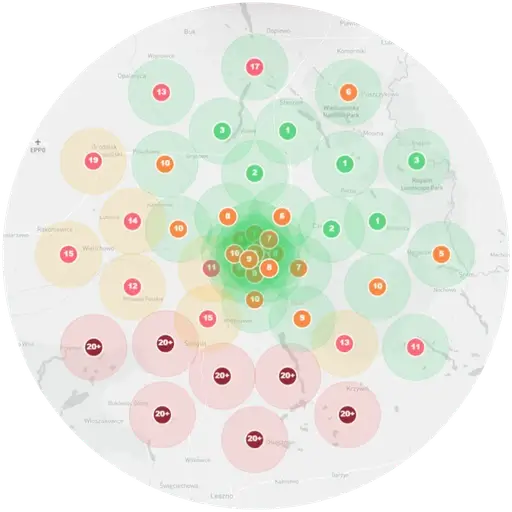Przykładowy raport widoczności w mapach google