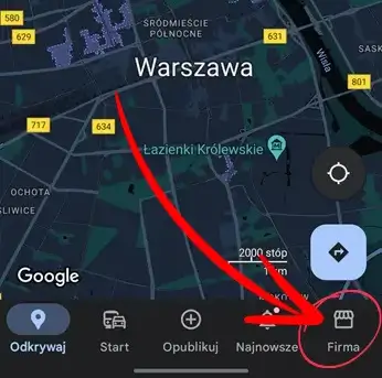 logowanie do profilu firmy Google z poziomu map w telefonie komórkowym