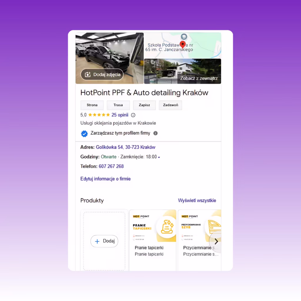HOT POINT Podgląd wizytówki Google