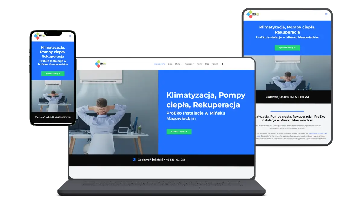 Nasze realizacje - podgląd stron WWW Proeko instalacje
