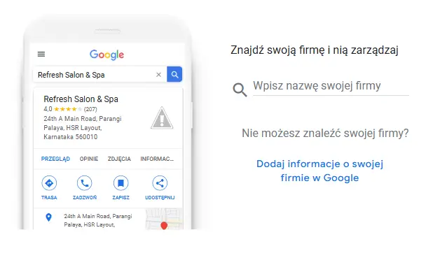 Zakładanie nowej wizytówki Google